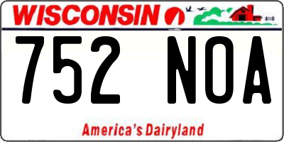 WI license plate 752NOA