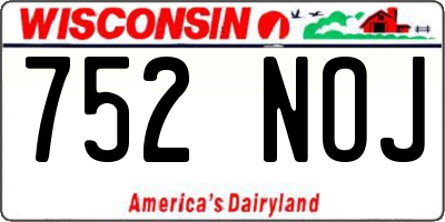 WI license plate 752NOJ