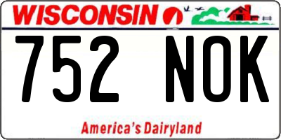 WI license plate 752NOK