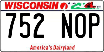 WI license plate 752NOP