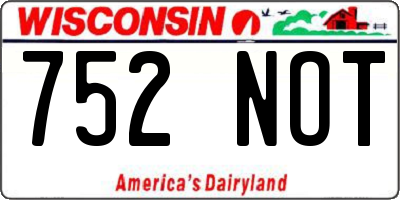 WI license plate 752NOT