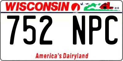 WI license plate 752NPC