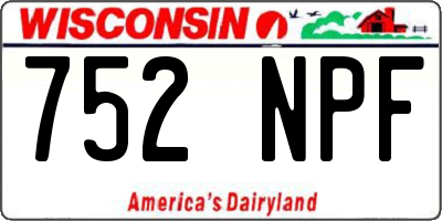 WI license plate 752NPF