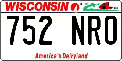 WI license plate 752NRO