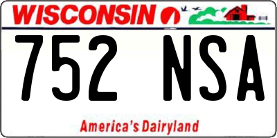 WI license plate 752NSA