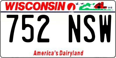 WI license plate 752NSW