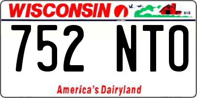 WI license plate 752NTO