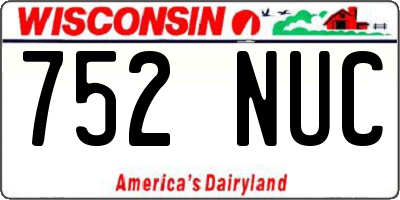 WI license plate 752NUC