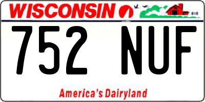 WI license plate 752NUF