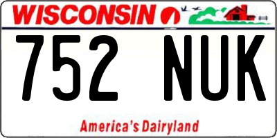 WI license plate 752NUK