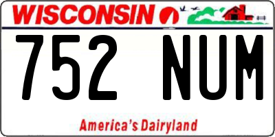 WI license plate 752NUM