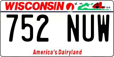WI license plate 752NUW