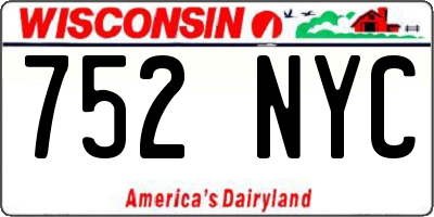 WI license plate 752NYC