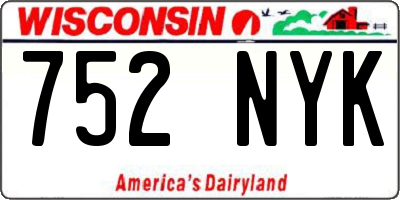 WI license plate 752NYK