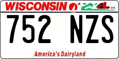 WI license plate 752NZS