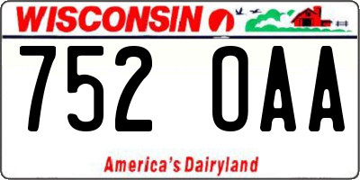 WI license plate 752OAA