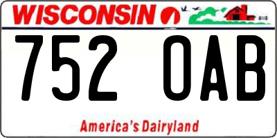 WI license plate 752OAB
