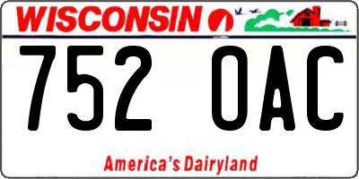 WI license plate 752OAC