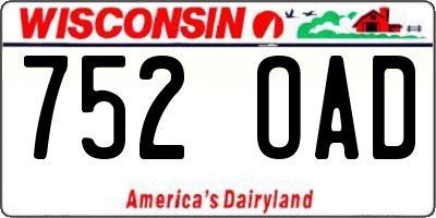 WI license plate 752OAD