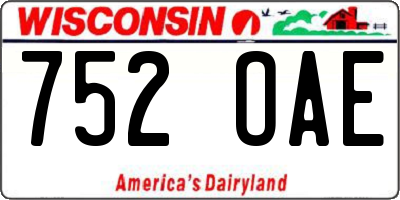 WI license plate 752OAE