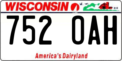 WI license plate 752OAH