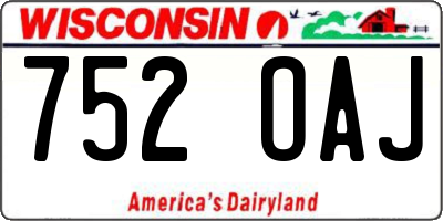 WI license plate 752OAJ