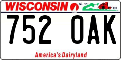 WI license plate 752OAK