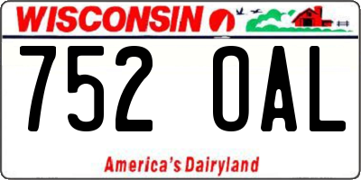 WI license plate 752OAL