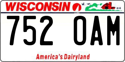 WI license plate 752OAM