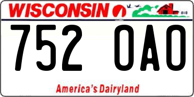 WI license plate 752OAO