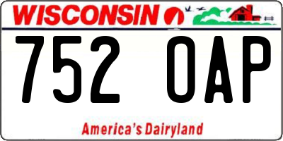 WI license plate 752OAP