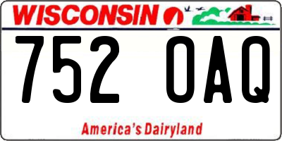 WI license plate 752OAQ