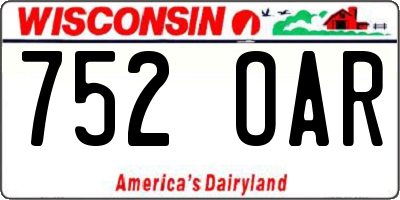 WI license plate 752OAR