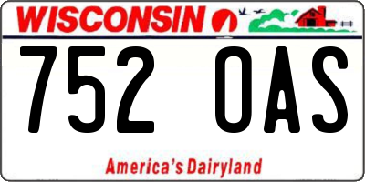 WI license plate 752OAS