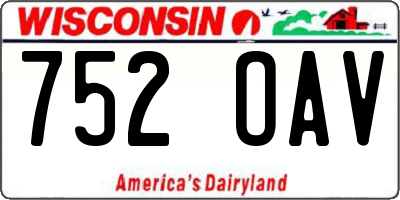 WI license plate 752OAV