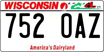WI license plate 752OAZ
