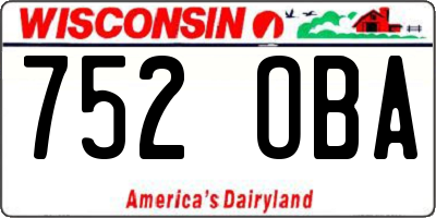 WI license plate 752OBA