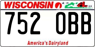 WI license plate 752OBB