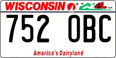 WI license plate 752OBC