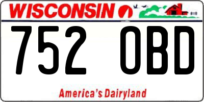 WI license plate 752OBD