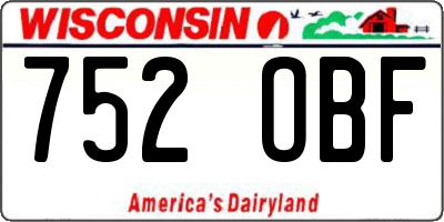 WI license plate 752OBF