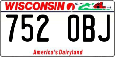 WI license plate 752OBJ