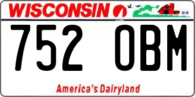WI license plate 752OBM