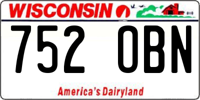WI license plate 752OBN