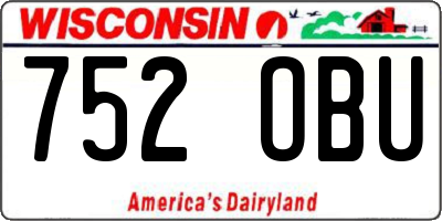WI license plate 752OBU