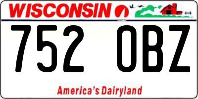 WI license plate 752OBZ