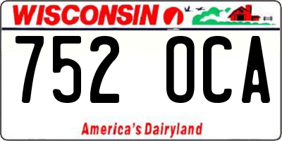 WI license plate 752OCA
