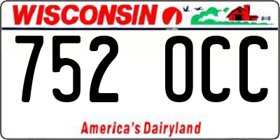 WI license plate 752OCC