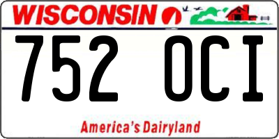 WI license plate 752OCI