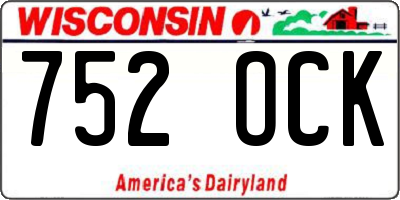 WI license plate 752OCK